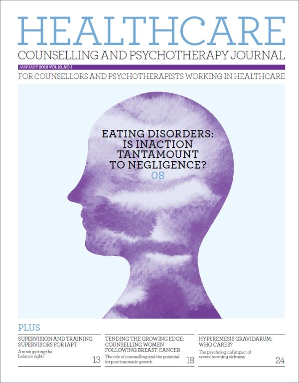 Cover of Healthcare Counselling and Psychotherapy journal, January 2018 issue
