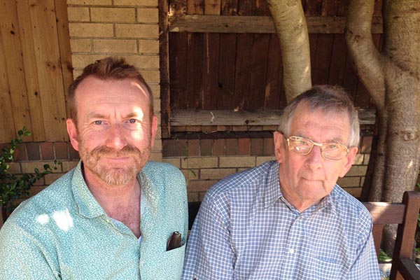 Steve and his dad pictured in 2018 on Raymond's 85th birthday