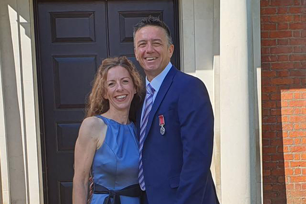 Our member Pete Barty after receiving his British Empire Medal with his wife Helen