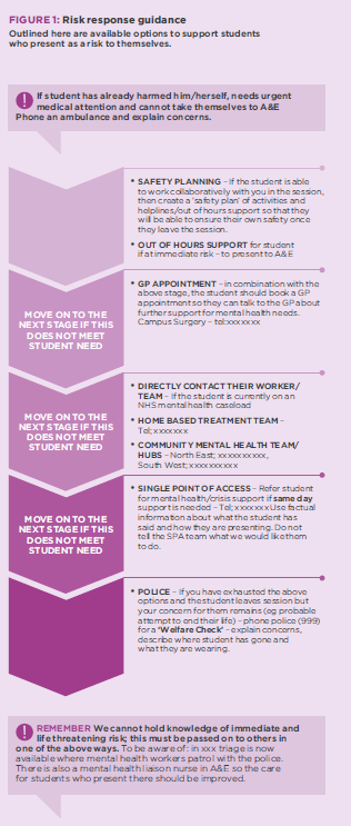 FIGURE 1: Risk response guidance - Outlines available options to support students who present as a risk to themselves.