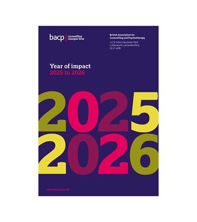 BACP Year of impact report 2025 to 2026 cover in BACP purple to graphics depicting the dates