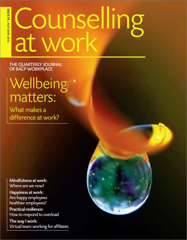 Cover of Counselling at Work, Autumn 2013