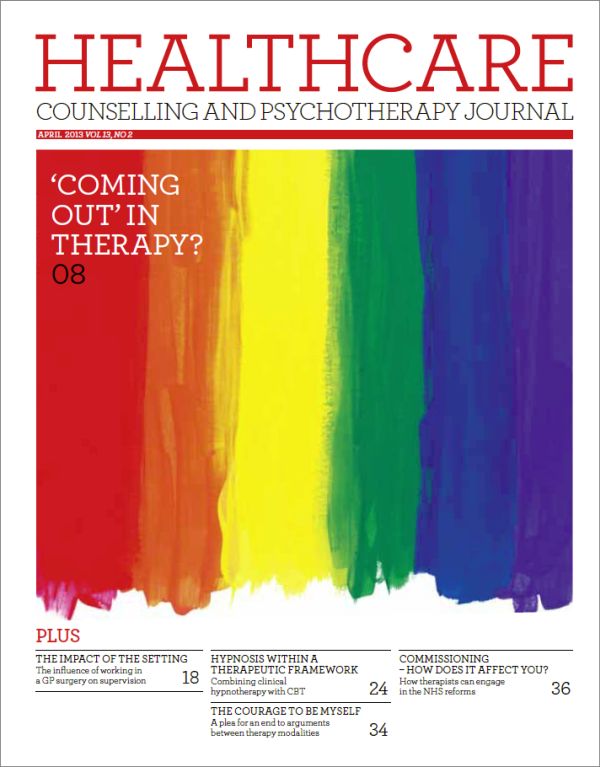 Cover of Healthcare Counselling and Psychotherapy Journal, April 2013 issue