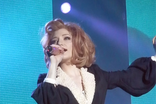 Nicola Roberts on tour with Girls Aloud. Credit: Anthony Blakemore