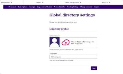 Screen shot of global directory settings